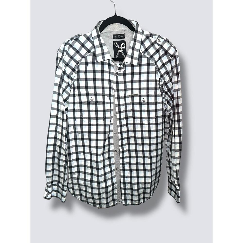 Marc Ecko Cut & Sew Plaid Long Sleeve Shirt Size L